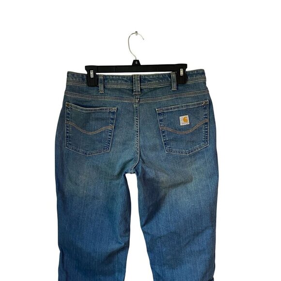 Carhartt Womens Relaxed Fit Bootcut Jeans Size 10 Short Blue Denim 5-Pockets - Picture 4 of 6